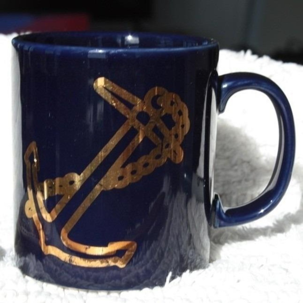 Coloroll Navy Anchor Mug Blue Good Vintage Nautical Made in‎ England